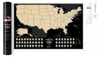 Скретч- карта США Travel Map USA Black 40*60 см