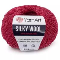 Пряжа для вязания YarnArt 'Silky Wool' 25гр 190м (35% шелковая вискоза, 65% шерсть мериноса) (333 темно-красный), 10 мотков