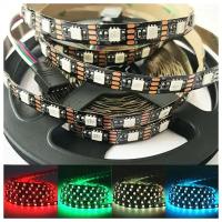 Светодиодная лента RGB, SMD 5050, 60 диодов, IP33, Черная основа, 5В, резка ч/з 1 диод - Цвет свечения: RGB