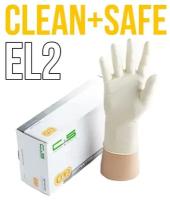 Перчатки медицинские CLEAN+SAFE, EL2 (латекс, 2-го хлорирования) жёлтый, р. L, 50 пар, 100шт