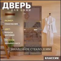 Дверь для бани "Банька в лесу бронза матовая" 1700х700 мм. Левая (петли слева)