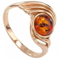 Кольцо Amberprofi, серебро, 925 проба, золочение, янтарь