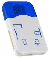 Устройство чтения карт памяти Картридер Perfeo Card Reader SD/MMC+Micro SD+MS+M2 (PF-VI-R010-Blue)