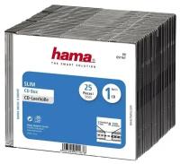 Бокс для CD/DVD дисков Slim Box, 25 шт, Hama, прозрачно-черный, H-51167