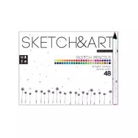 Скетч карандаши цветные "SKETCH&ART" утолщенные, грифель 4 MM, 48 ЦВ, Арт. 30-0117