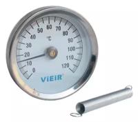 Термометр накладной с пружиной Ф63 мм 1/2 (120 град. С) Vieir (YL17)