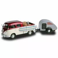 Коллекционная машина 1:24 Volkswagen Type 2 (T1) Trailer Set - Surf Pickup + Tear Drop Trailer