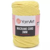 Пряжа для вязания YarnArt 'Macrame Cord 3мм' 250гр 85м (60% хлопок, 40% вискоза и полиэстер) (754 холодный желтый), 4 мотка