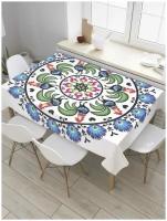 Скатерть прямоугольная JoyArty на кухонный стол "Красочные петухи" из оксфорда, 120x145 см