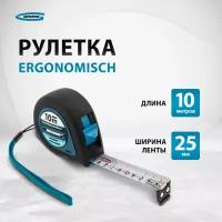 Рулетка Gross Ergonomisch 10 м x 25 мм, магнитный обрезиненный зацеп 31105