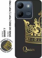 Матовый чехол True Queen для Infinix Smart 7 / Tecno Spark Go 2023 / Pop 7 / Pop 7 Pro / Инфиникс Смарт 7 / Текно Спарк Го 2023 с 3D эффектом черный