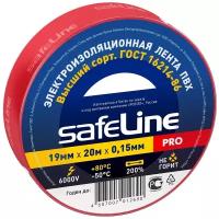 Изолента SAFELINE PRO, ПВХ 19 мм x 20 м, красный