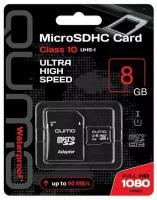 Qumo Карта памяти 8ГБ Qumo QM8GMICSDHC10U1 microSD UHS-I U1 Class10 + адаптер