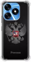 Дизайнерский силиконовый с усиленными углами чехол для Текно Спарк 10 / Tecno Spark 10 герб России серебро