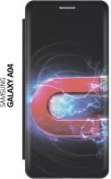 Чехол-книжка на Samsung Galaxy A04, Самсунг А04 c принтом "Южный полюс магнита" черный