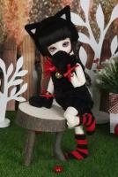 Комплект Luts Jingle Kitty Set (Черная кошечка с бубенцом для кукол БЖД Латс Хони Дельф 26 см)