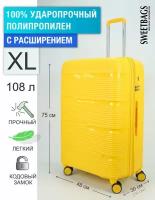 Чемодан, 108 л, размер XL, желтый