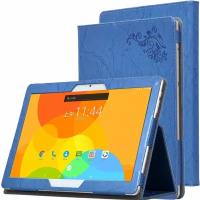 Чехол MyPads Bellissimo modello закрытого типа с красивым узором для планшета Chuwi Hi9 Air 10.1 с держателем для руки синий из эко-кожи