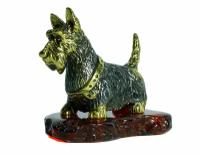 Сувенир собака Скотч-терьер из латуни и прессованного янтаря