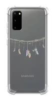 Противоударный силиконовый чехол на Samsung Galaxy S20 / Самсунг Гэлакси S20 с рисунком Перышки на веревке