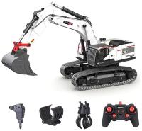 Радиоуправляемый экскаватор HUI NA TOYS, белый 2.4G 22CH 1/14 RTR HN1594-WH