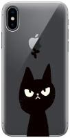 Силиконовый чехол на Apple iPhone Xs / X / Эпл Айфон Икс / Икс Эс с рисунком "Disgruntled Cat"
