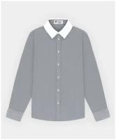 Школьная рубашка Button Blue, размер 122, серый