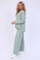 Модный женский костюмчик из плотной ткани, цвета ментол, размер 46