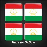 Наклейки на телефон 3D стикеры на чехол Таджикистан 3х3см 4шт