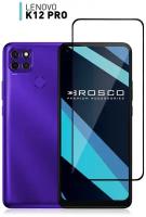 Защитное стекло с черной рамкой ROSCO для Lenovo K12 Pro (Леново К 12 Про), силиконовая клеевая основа