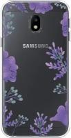 Силиконовый чехол на Samsung Galaxy J3 2017 / Самсунг Галакси Джей 3 2017 Сиреневая цветочная рамка, прозрачный