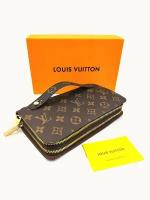 Бумажник Louis Vuitton, фактура тиснение, матовая, коричневый