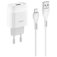 Сетевое зарядное устройство Hoco C72A Glorious + кабель microUSB, white