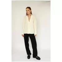 Блузка женская ENrobe из шелка белая с запахом и с длинным рукавом
