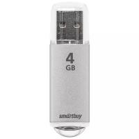 Флешка SmartBuy V-Cut USB 2.0 4 ГБ, 1 шт., серебристый