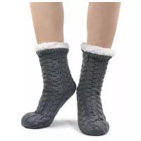 Плюшевые Носки Huggle Slipper Socks Графит / Носки-тапочки / Теплые носки