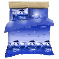 Комплект постельного белья Василиса Океан, 2-спальное, хлопок, синий