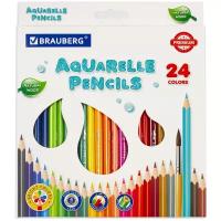 BRAUBERG Карандаши цветные акварельные Premium Aquarelle, 24 цветов 181673, 24 шт