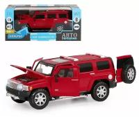 Машина "АВТОПАНОРАМА" Hummer H3, красный, 1/24, свет, звук, в/к 24,5*12,5*10,5 см