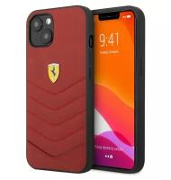 Чехол Ferrari Genuine leather Quilted with metal logo Hard для iPhone 13, цвет Красный (FEHCP13MRQUR)