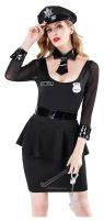Карнавальные костюмы и аксессуары для праздника Черный элегантный полицейский женский M19465 ChiMagNa 44рр M