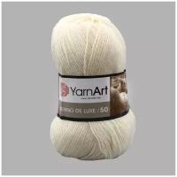 Пряжа для вязания YarnArt 'Merino de Lux' 100гр 280м (50% шерсть, 50% акрил) (502 молочный), 5 мотков