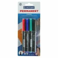 Комплект 3 шт, Набор перманентных маркеров Centropen "2846" 04цв., пулевидный, 1.0мм, блистер