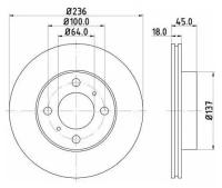 Тормозной диск Nisshinbo ND3014 для Mitsubishi Carisma, Colt IV, V, Lancer V, VI, Mirage V