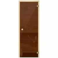 Дверь для бани АКМА Light Кноб 7х19 (бронза, 6 мм, коробка сосна, арт. 220Р)