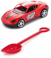 Игрушки для песочницы для снега Игрушка Детский автомобиль (Молния) красный + Лопатка 50 см. красная