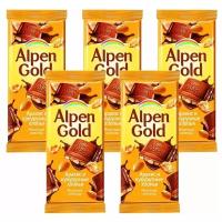 ALPEN GOLD шоколад молочный арахис кукурузные хлопья 85г Набор по 5шт