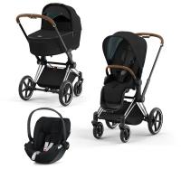 Коляска 3 в 1 Cybex PRIAM IV Deep Black шасси Chrome Brown