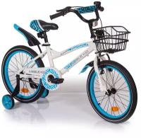 Велосипед детский с тренировочными колесами Mobile Kid Slender, 18 дюймов, белый с голубым