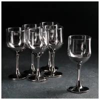 Набор бокалов для вина «Поло», 250 мл, 6 шт, цвет серебряный